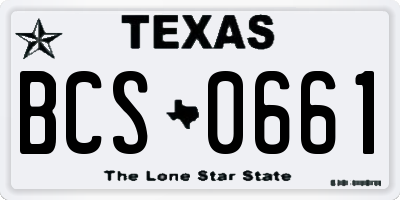 TX license plate BCS0661