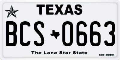 TX license plate BCS0663