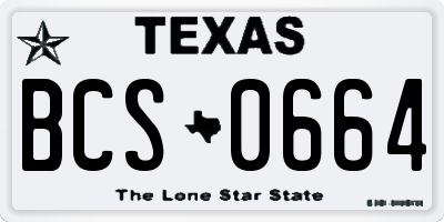 TX license plate BCS0664