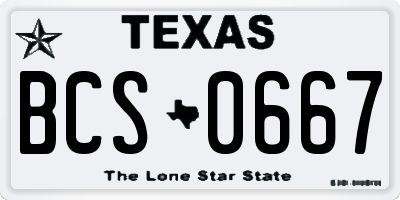 TX license plate BCS0667