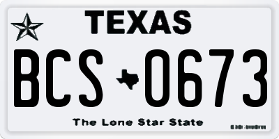 TX license plate BCS0673