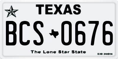 TX license plate BCS0676