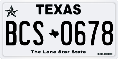 TX license plate BCS0678