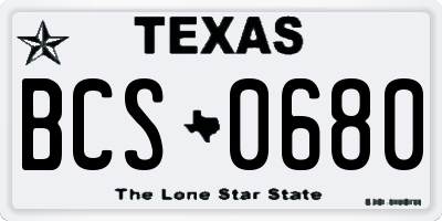TX license plate BCS0680