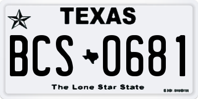 TX license plate BCS0681