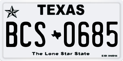 TX license plate BCS0685
