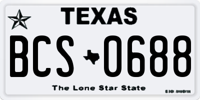 TX license plate BCS0688