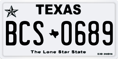 TX license plate BCS0689
