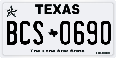 TX license plate BCS0690