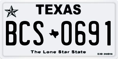 TX license plate BCS0691