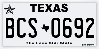 TX license plate BCS0692