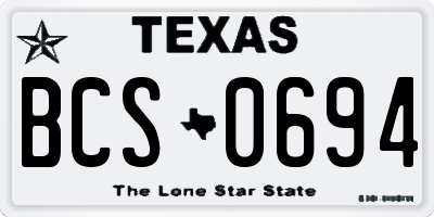 TX license plate BCS0694