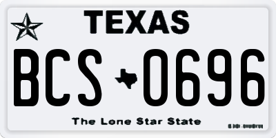 TX license plate BCS0696
