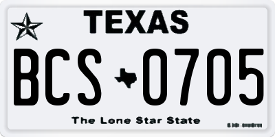 TX license plate BCS0705
