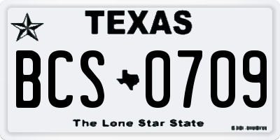 TX license plate BCS0709
