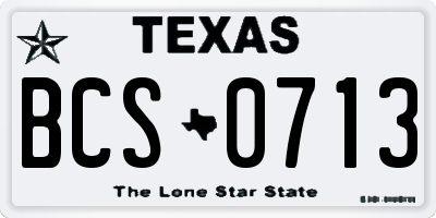 TX license plate BCS0713