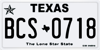 TX license plate BCS0718