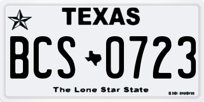 TX license plate BCS0723