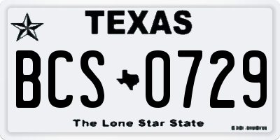 TX license plate BCS0729