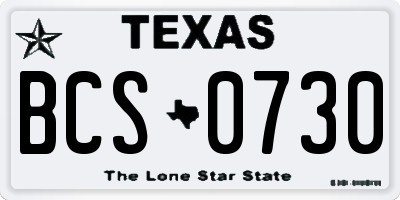 TX license plate BCS0730