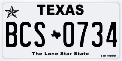 TX license plate BCS0734
