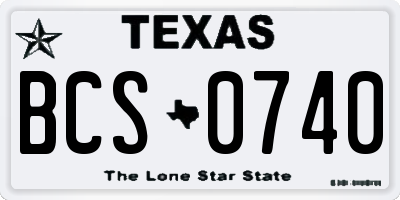 TX license plate BCS0740