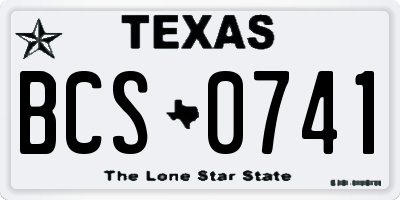 TX license plate BCS0741