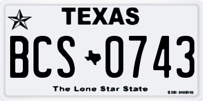 TX license plate BCS0743