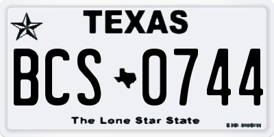 TX license plate BCS0744