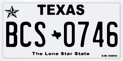 TX license plate BCS0746
