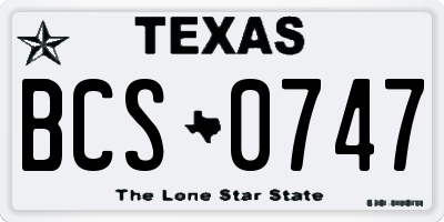 TX license plate BCS0747