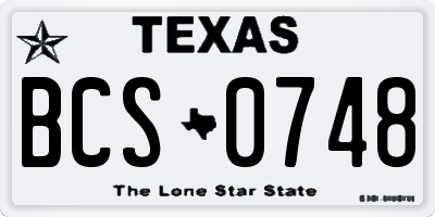 TX license plate BCS0748