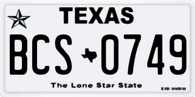 TX license plate BCS0749