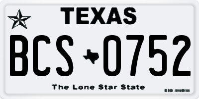 TX license plate BCS0752