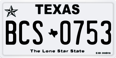 TX license plate BCS0753