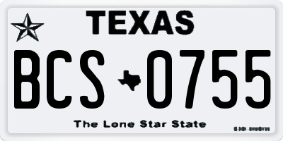 TX license plate BCS0755