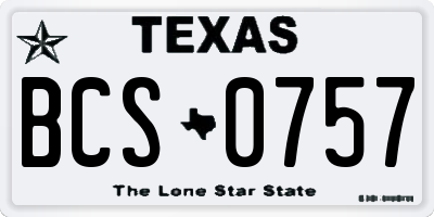 TX license plate BCS0757