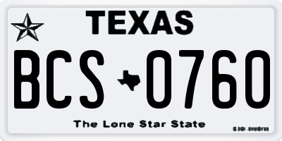 TX license plate BCS0760