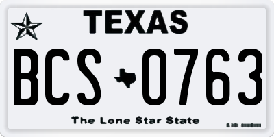 TX license plate BCS0763