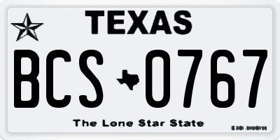 TX license plate BCS0767