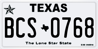 TX license plate BCS0768