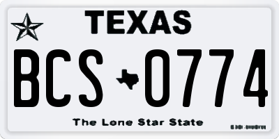 TX license plate BCS0774