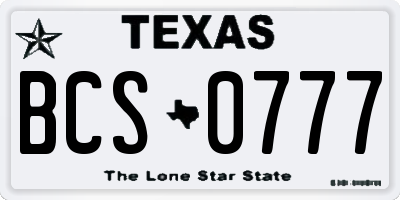 TX license plate BCS0777