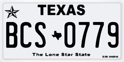 TX license plate BCS0779