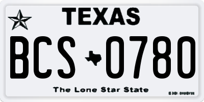 TX license plate BCS0780