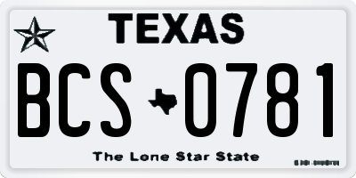 TX license plate BCS0781