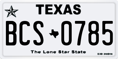 TX license plate BCS0785