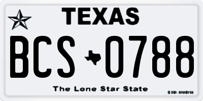 TX license plate BCS0788