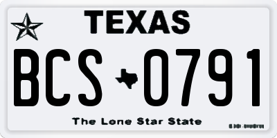 TX license plate BCS0791