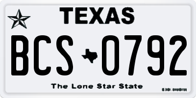 TX license plate BCS0792